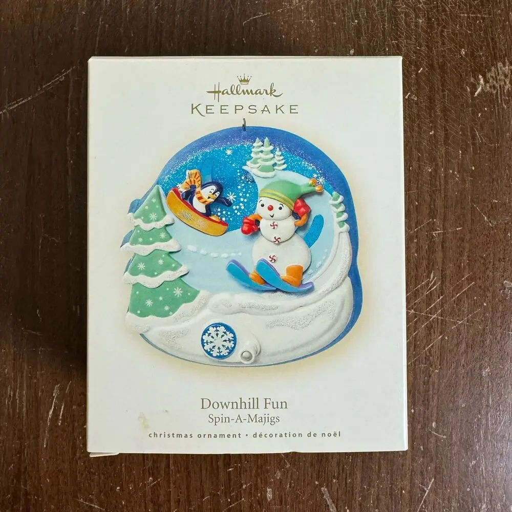 Hallmark 2008 Keepsake Ornament Downhill Fun Spin-A-Majigs NEW dead‎ stock